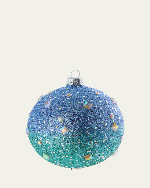 Blue/Green Ombre Glitter Ball Ornament